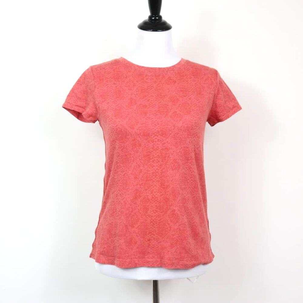 Athleta Size XS Active Tee Shirt Cotton Texture Coral Orange - Picture 2 of 10